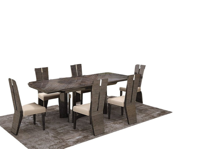 Seven Piece Gray Dining Set with Six Chairs