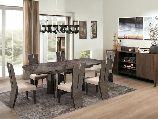 Seven Piece Gray Dining Set with Six Chairs