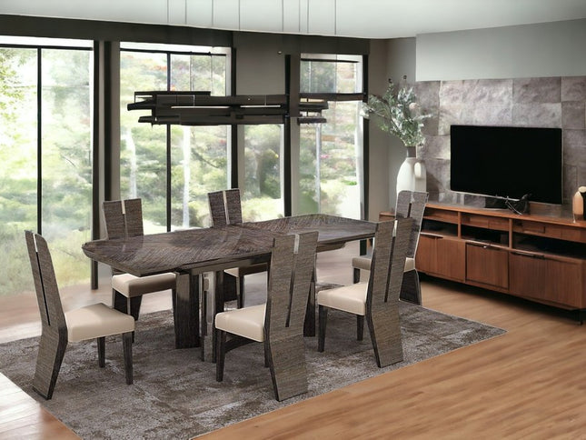 Seven Piece Gray Dining Set with Six Chairs