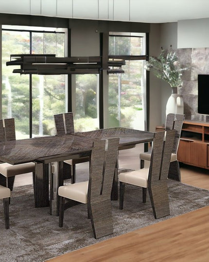 Seven Piece Gray Dining Set with Six Chairs