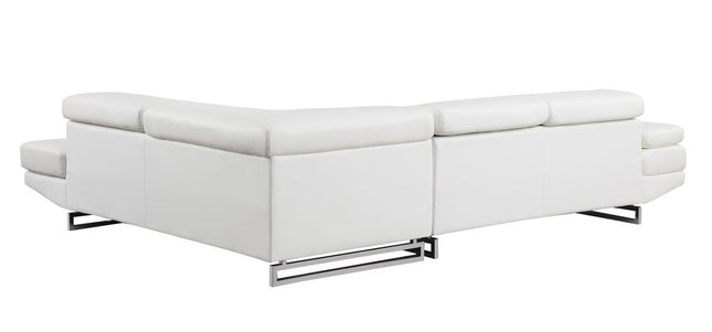 Gray Leather L Shaped Two Piece Corner Sectional