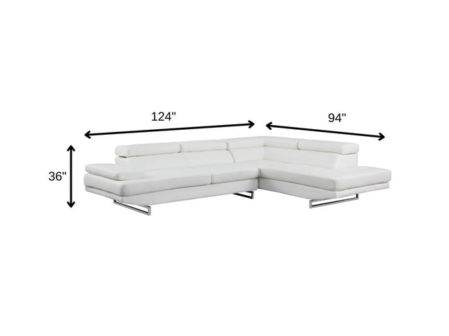 Gray Leather L Shaped Two Piece Corner Sectional