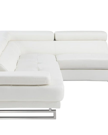 Gray Leather L Shaped Two Piece Corner Sectional