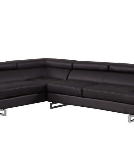 Black Leather L Shaped Two Piece Corner Sectional