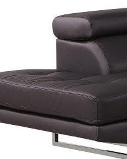 Black Leather L Shaped Two Piece Corner Sectional