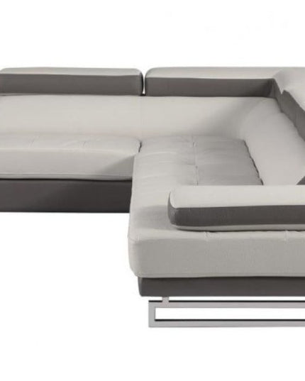 White Leather L Shaped Two Piece Corner Sectional