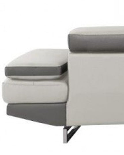 White Leather L Shaped Two Piece Corner Sectional