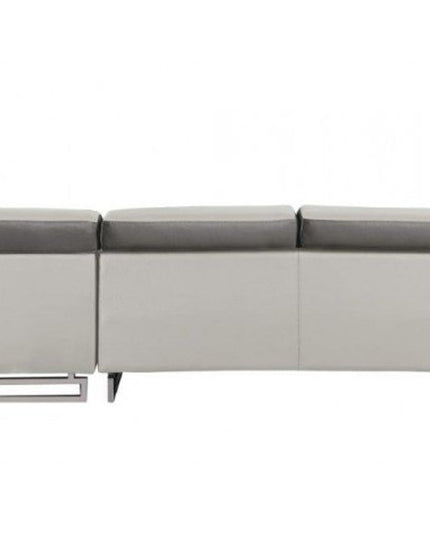 White Leather L Shaped Two Piece Corner Sectional