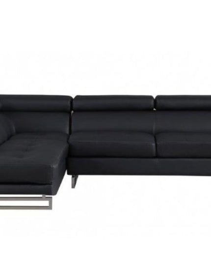 Black Faux Leather L Shaped Two Piece Corner Sectional
