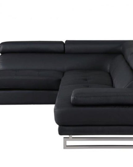 Black Faux Leather L Shaped Two Piece Corner Sectional