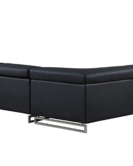Black Faux Leather L Shaped Two Piece Corner Sectional