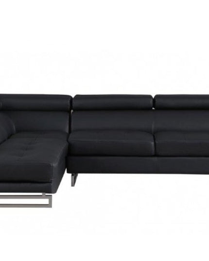 Black Faux Leather L Shaped Two Piece Corner Sectional