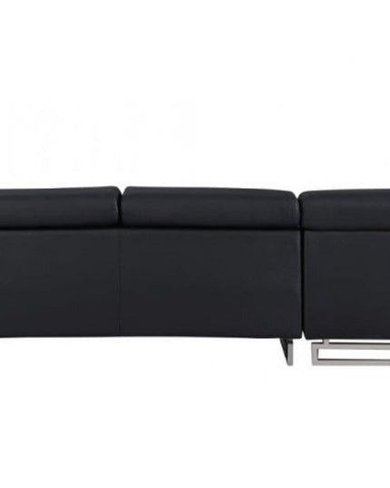 Black Faux Leather L Shaped Two Piece Corner Sectional