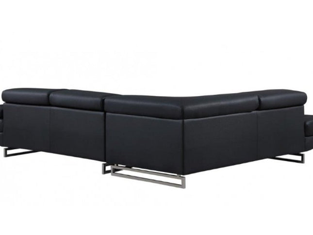 Black Faux Leather L Shaped Two Piece Corner Sectional