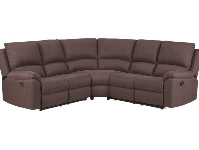 Brown Polyester Blend Reclining U Shaped Three Piece Corner Sectional