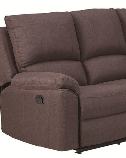 Brown Polyester Blend Reclining U Shaped Three Piece Corner Sectional