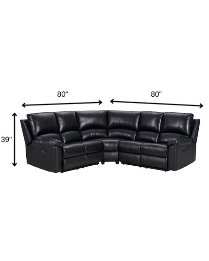 Black Polyester Blend Reclining U Shaped Three Piece Corner Sectional
