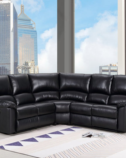 Black Polyester Blend Power Reclining U Shaped Three Piece Corner Sectional