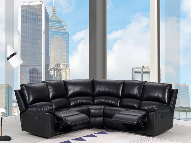 Black Polyester Blend Power Reclining U Shaped Three Piece Corner Sectional