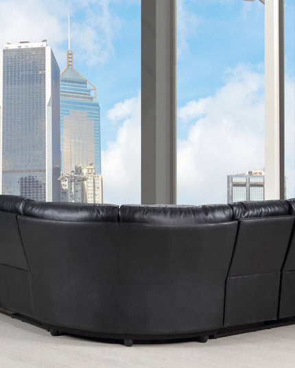 Black Polyester Blend Power Reclining U Shaped Three Piece Corner Sectional