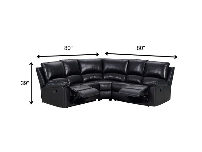 Black Polyester Blend Power Reclining U Shaped Three Piece Corner Sectional