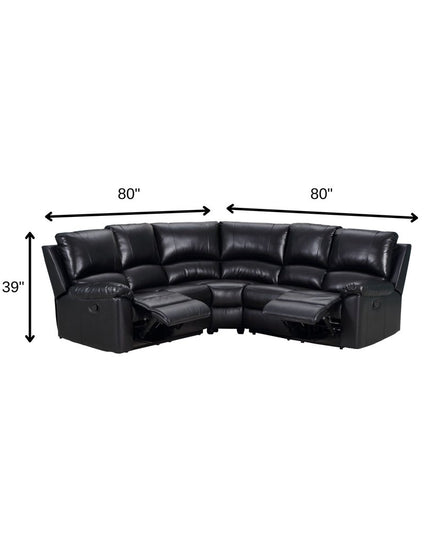 Black Polyester Blend Power Reclining U Shaped Three Piece Corner Sectional