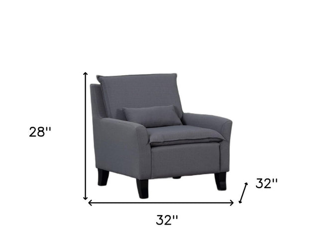 32" Gray And Black Fabric Arm Chair