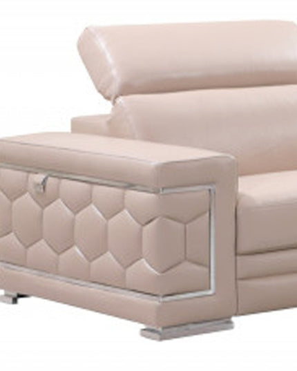Two Piece Indoor Beige Italian Leather Five Person Seating Set