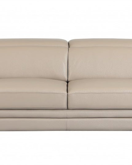 Two Piece Indoor Beige Italian Leather Five Person Seating Set