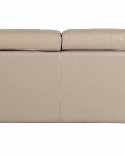 Two Piece Indoor Beige Italian Leather Five Person Seating Set