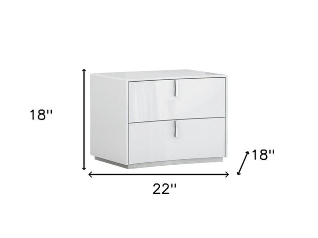 18" White Two Drawers Manufactured Wood Nightstand