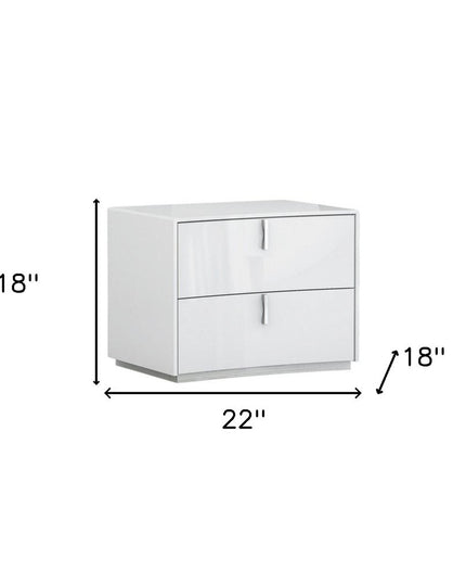 18" White Two Drawers Manufactured Wood Nightstand