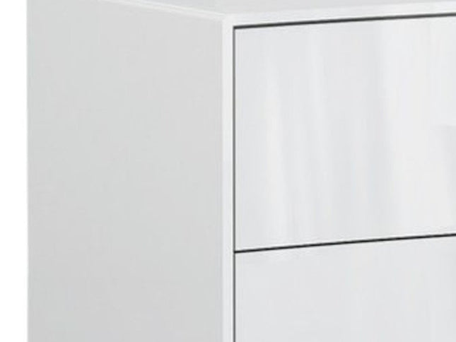 18" White Two Drawers Manufactured Wood Nightstand