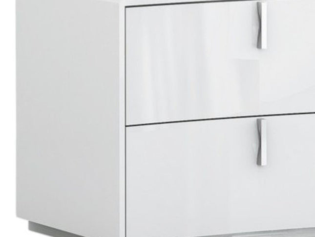 18" White Two Drawers Manufactured Wood Nightstand