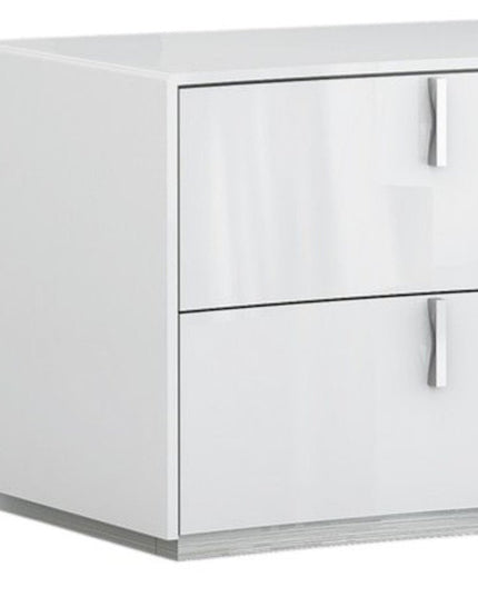 18" White Two Drawers Manufactured Wood Nightstand