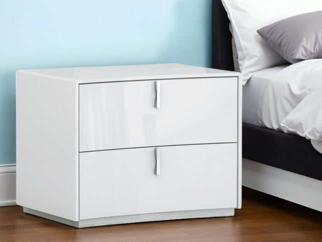 18" White Two Drawers Manufactured Wood Nightstand
