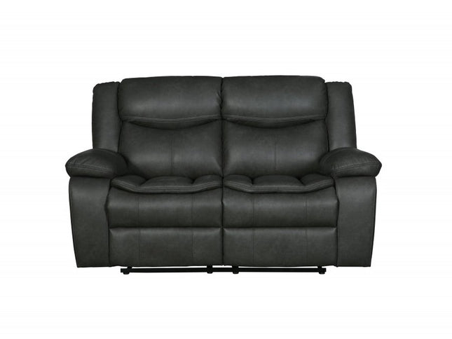 64" Gray Faux Leather Manual Reclining Love Seat