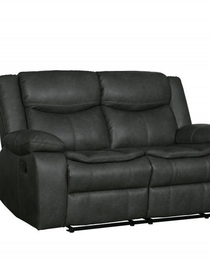 64" Gray Faux Leather Manual Reclining Love Seat