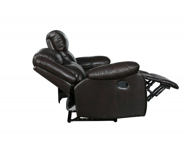 86" Brown Faux Leather Sofa With Black Legs