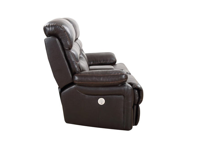 78" Brown Faux Leather Power Reclining Love Seat With Storage