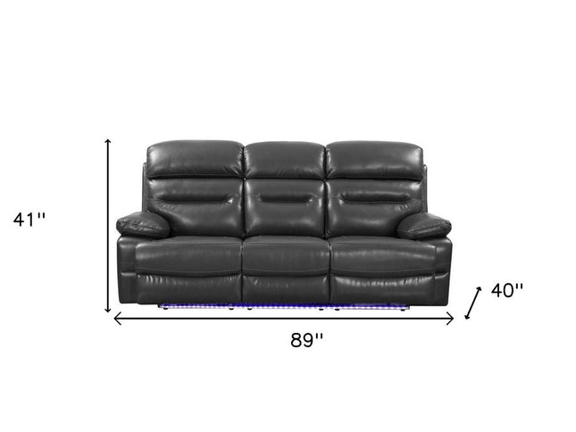 43" Grey Faux Leather Power Recliner Chair