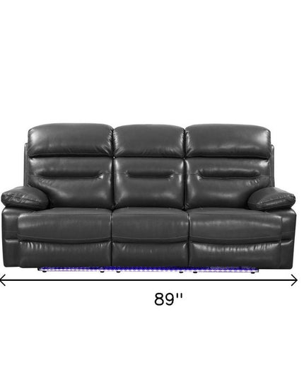 43" Grey Faux Leather Power Recliner Chair