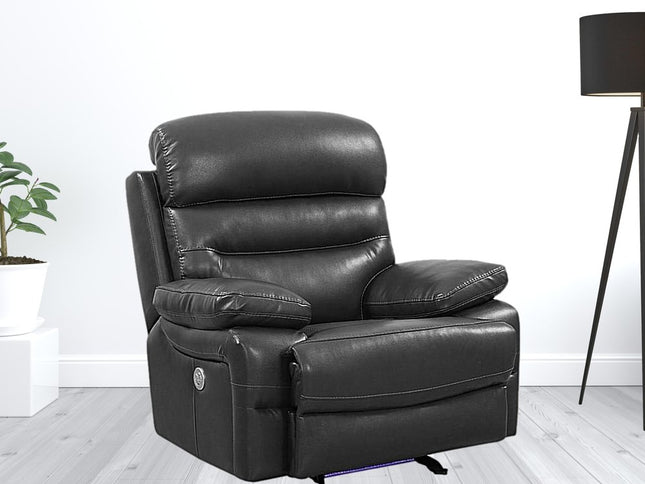 43" Grey Faux Leather Power Recliner Chair