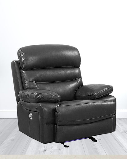 43" Grey Faux Leather Power Recliner Chair