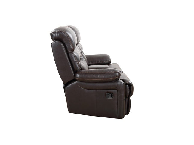 78" Brown Faux Leather Power Reclining Love Seat With Storage