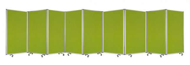 71" Green Iron Folding Nine Panel Screen Room Divider