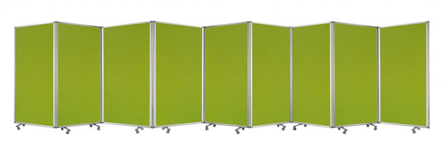 71" Green Iron Folding Nine Panel Screen Room Divider