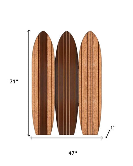 Warm Brown Long Board 3 Panel Room Divider Screen