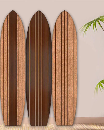 Warm Brown Long Board 3 Panel Room Divider Screen
