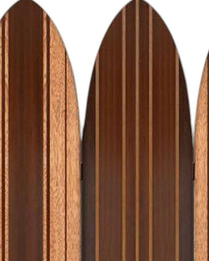 71" Brown Wood Folding Three Panel Screen Room Divider